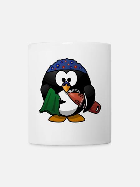 Chapeau de fleur pingouin sur la plage - Mug blanc - blanc