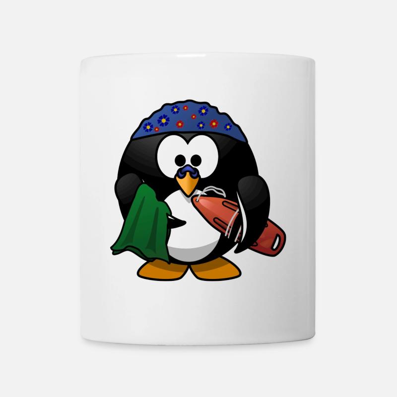 Chapeau de fleur pingouin sur la plage - Mug blanc - blanc