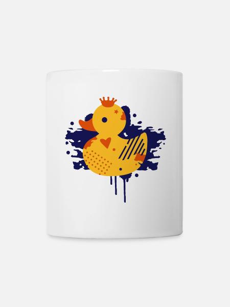 Ente mit Krone Graffiti - Tasse - Weiß