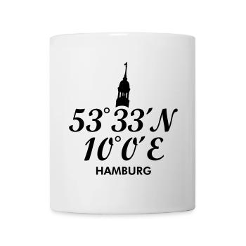 Hamburg Koordinaten Hamburger Michel - Tasse - Weiß - Vorne