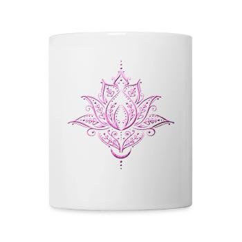 Lotus, lotus flower with moon. Yoga. Pink. - Mug - white - Front