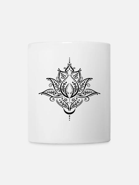 Filigrane Lotus Blume mit Mond. Yoga. - Tasse - Weiß