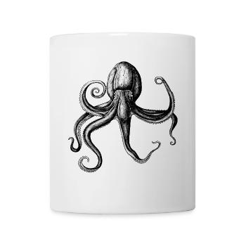 Monochrome Tintenkrake Illustration - Tasse - Weiß - Vorne