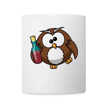 Betrunkene Eule - Tasse - Weiß - Vorne