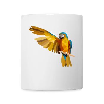 Schöner Papagei auf einem Ast mit großem Flügel - Tasse - Weiß - Vorne