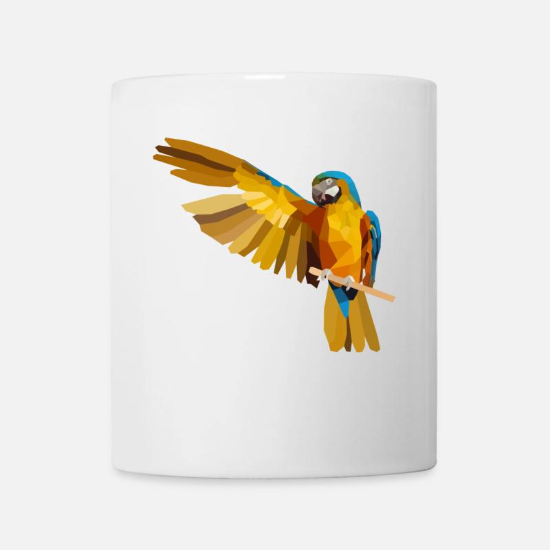Beautiful parrot on a branch with a large wing - Mug - white