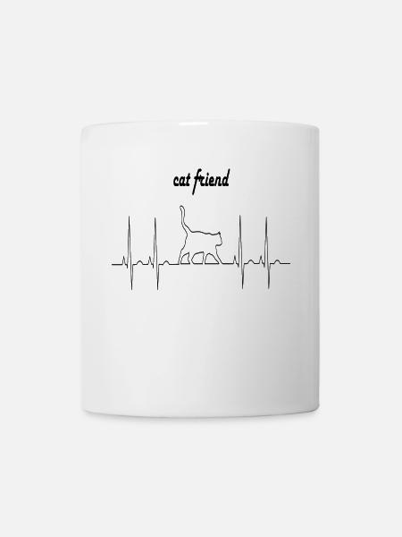 chat ami chat ami battement de coeur battement de coeur - Mug blanc - blanc