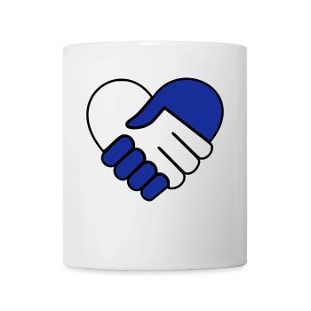 Hand in hand heart blue-colorless - Mug - white - Front