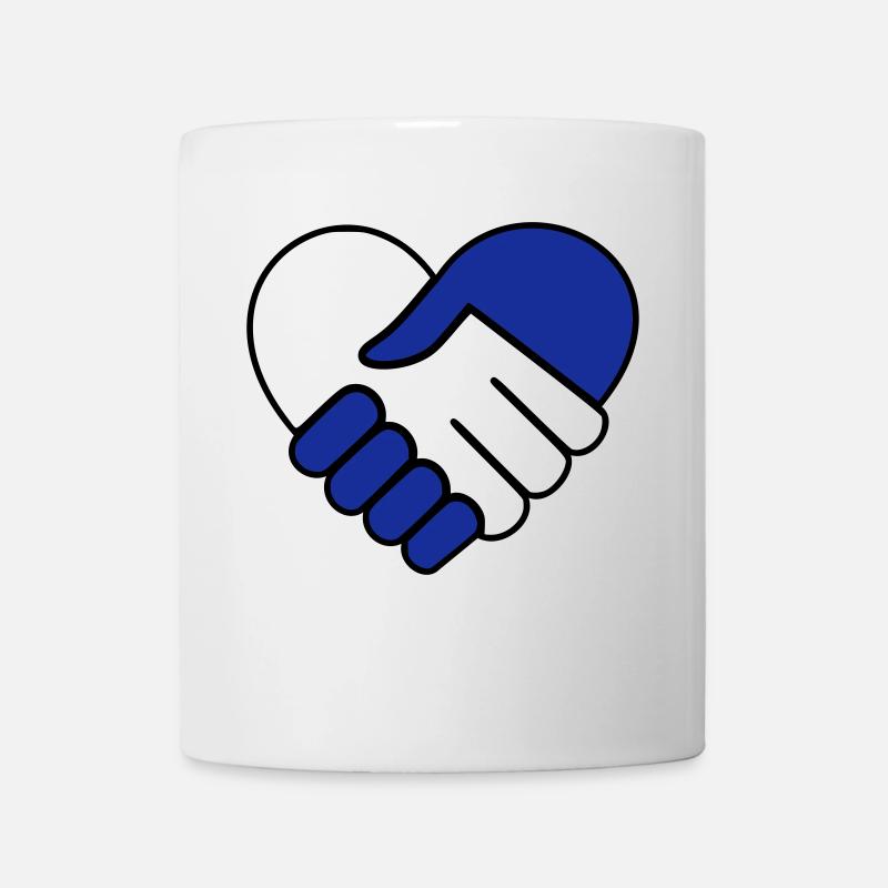 Main dans la main coeur bleu-incolore - Mug blanc - blanc