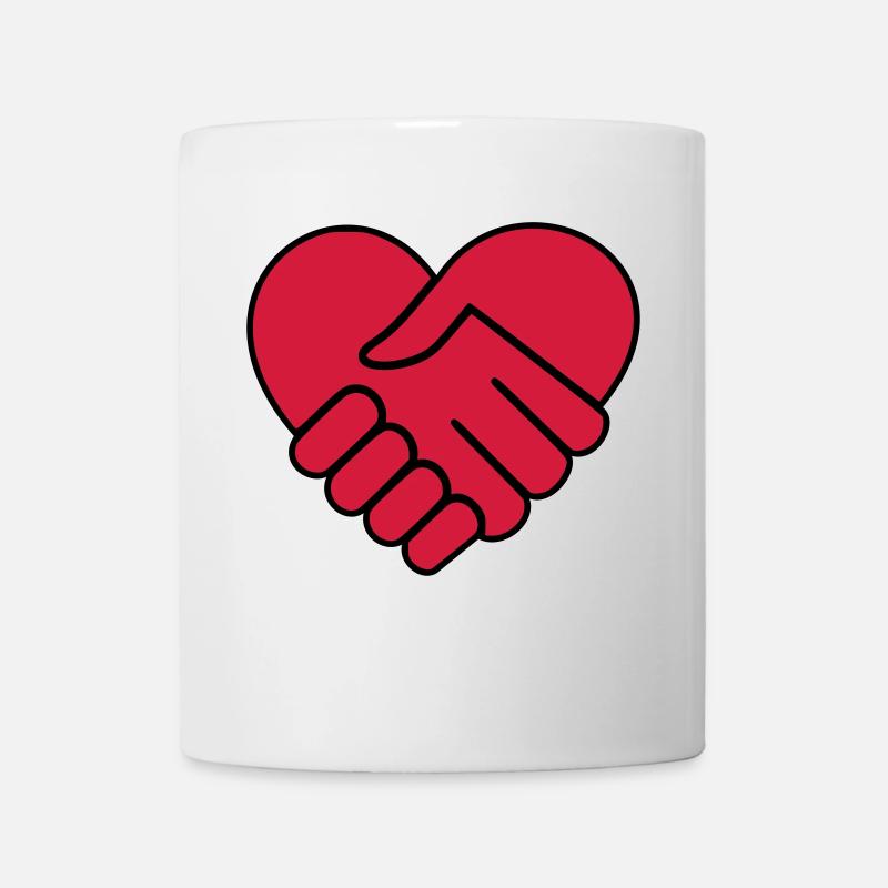 Hand in hand heart red - Mug - white