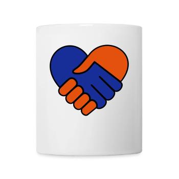 Hand in hand heart blue red - Mug - white - Front