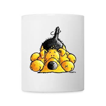 "Aron" - Airedale Terrier - dog cartoon- shirt - Mug - white - Front