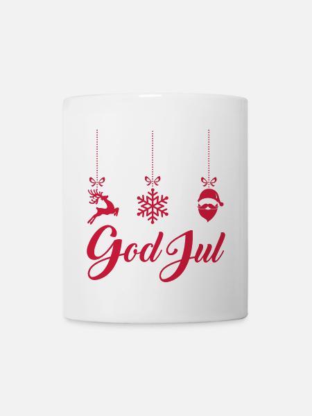 God Jul deer, snow and Santa Claus - Tasse - Weiß