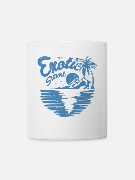 Exotic Sunset Palm Design - Mug - white