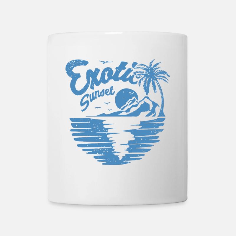 Exotisches Sunset Palm Design - Tasse - Weiß