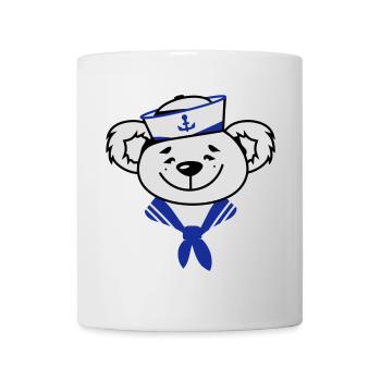 ours avec un chapeau de marin et un foulard marin - Mug blanc - blanc - Devant