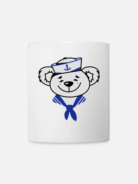 Bär mit Matrosenhut und Matrosen Halstuch - Tasse - Weiß