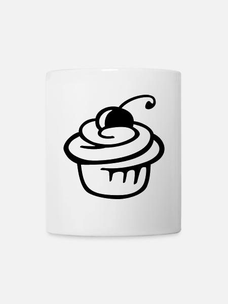 Cupcake Kirsche – Süßer Kuchen & Partyspaß - Tasse - Weiß