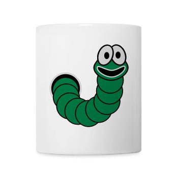 Wurm aus dem Loch Motiv - Tasse - Weiß - Vorne
