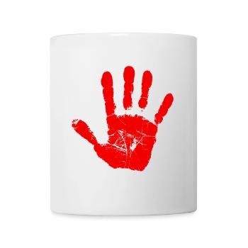 Empreinte de main rouge - Mug blanc - blanc - Devant