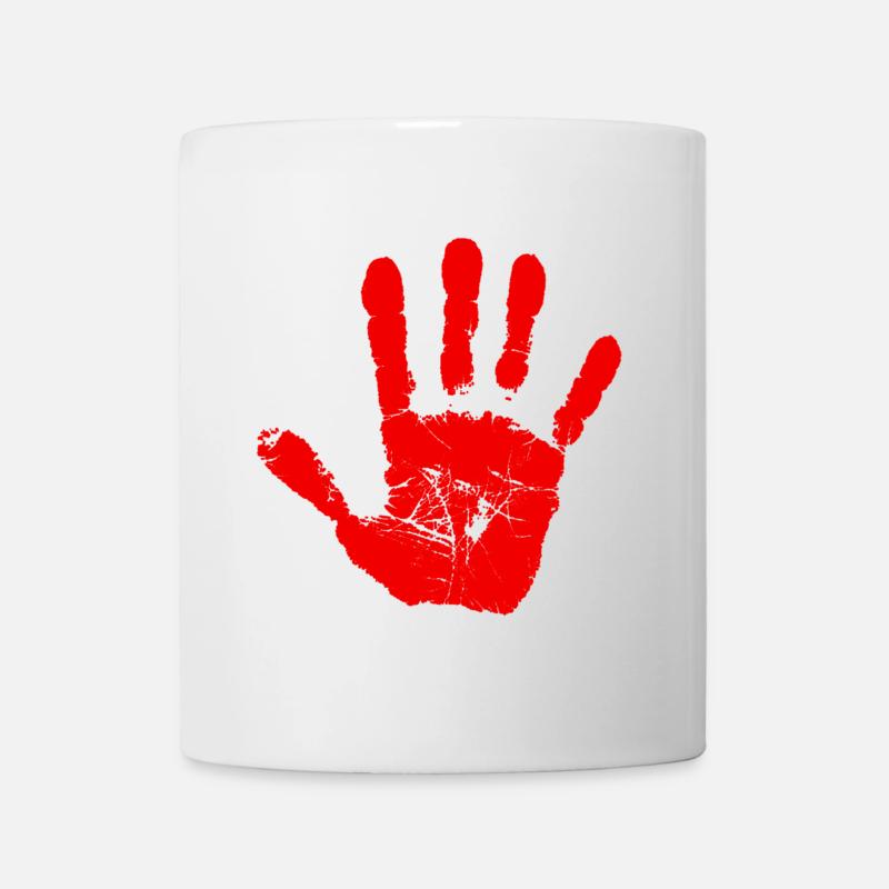 Roter Handabdruck - Tasse - Weiß