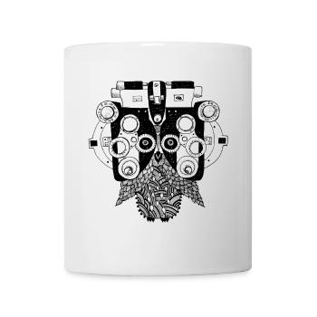 Phoropter owl on the eye test - Mug - white - Front