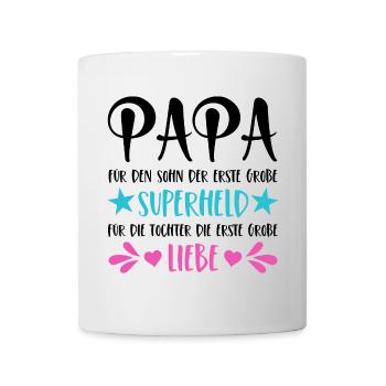 Papa Superheld Sohn Erste Große Liebe Tochter - Tasse - Weiß - Vorne