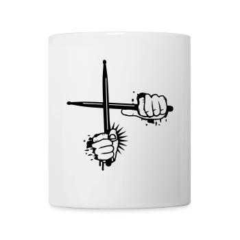 two crossed drumsticks - Mug - white - Front