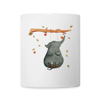 Elefant auf der Schaukel - Tasse - Weiß - Vorne