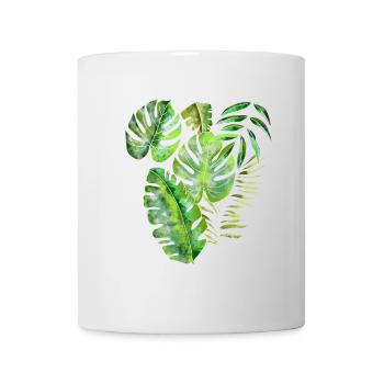 Motif feuilles palmier feuilles jungle - Mug blanc - blanc - Devant