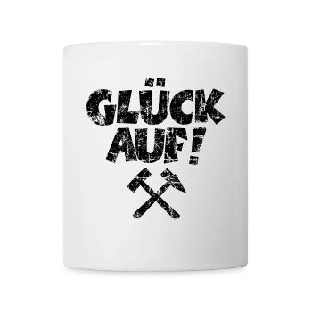 Glück Auf mit Schlägel und Eisen (Vintage Schwarz) - Tasse - Weiß - Vorne