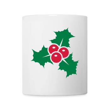 Stechpalmenblätter mit roten Beeren - Tasse - Weiß - Vorne