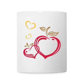 Two apples in heart shape, autumn, fruits, love. - Mug - white - Front