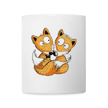 Fuchs Hochzeit - Brautpaar - Comic - Partnerschaft - Tasse - Weiß - Vorne