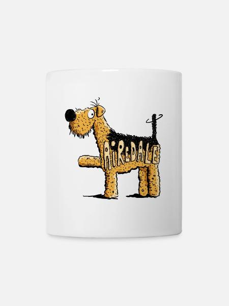 Cute Airedale Terrier - Dog - Cartoon - Gift - Mug - white