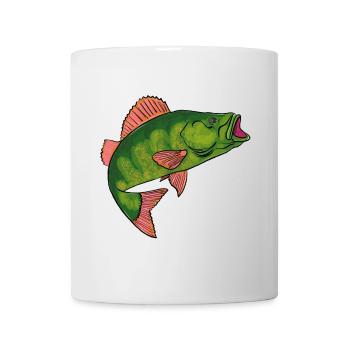Grüner Fisch mit Pinken Flossen - Tasse - Weiß - Vorne
