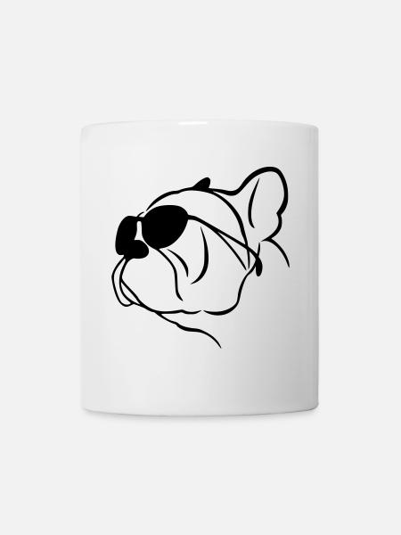Bulldoggenbrille (G) - Tasse - Weiß