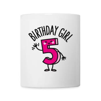 Birthday girl fille d'anniversaire 5 ans - Mug blanc - blanc - Devant