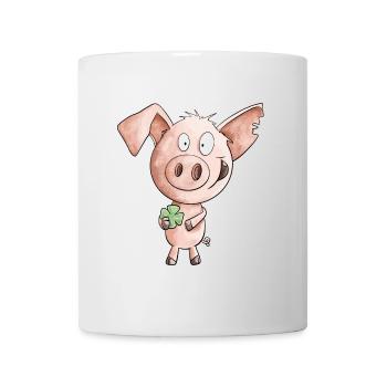 Le bonheur porc avec trèfle - Mug blanc - blanc - Devant