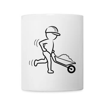 Bauarbeiter mit Schubkarre - Tasse - Weiß - Vorne