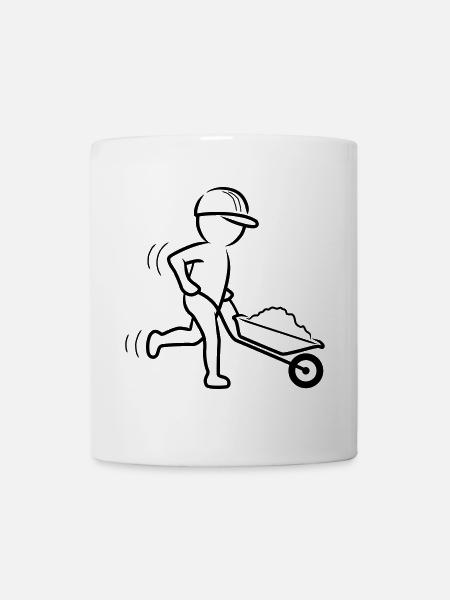 Bauarbeiter mit Schubkarre - Tasse - Weiß