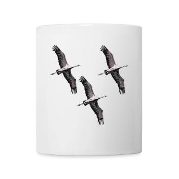 Grues migratrices d’oiseaux dans les tons de gris - Mug blanc - blanc - Devant