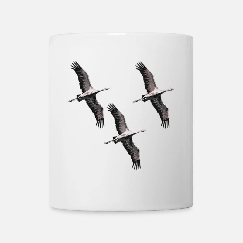 Grues migratrices d’oiseaux dans les tons de gris - Mug blanc - blanc