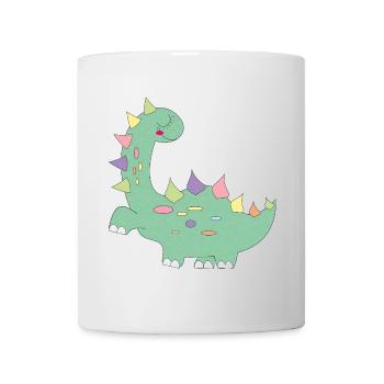 little green dinosaur with colorful dots - Mug - white - Front