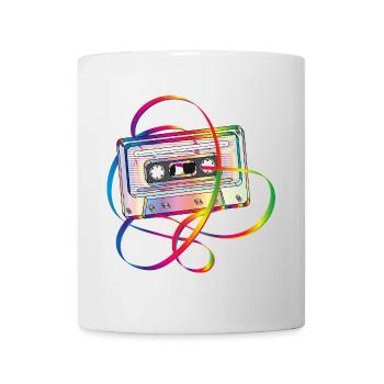 stylische 80er Jahre Musikkassette mit Bandsalat - Tasse - Weiß - Vorne