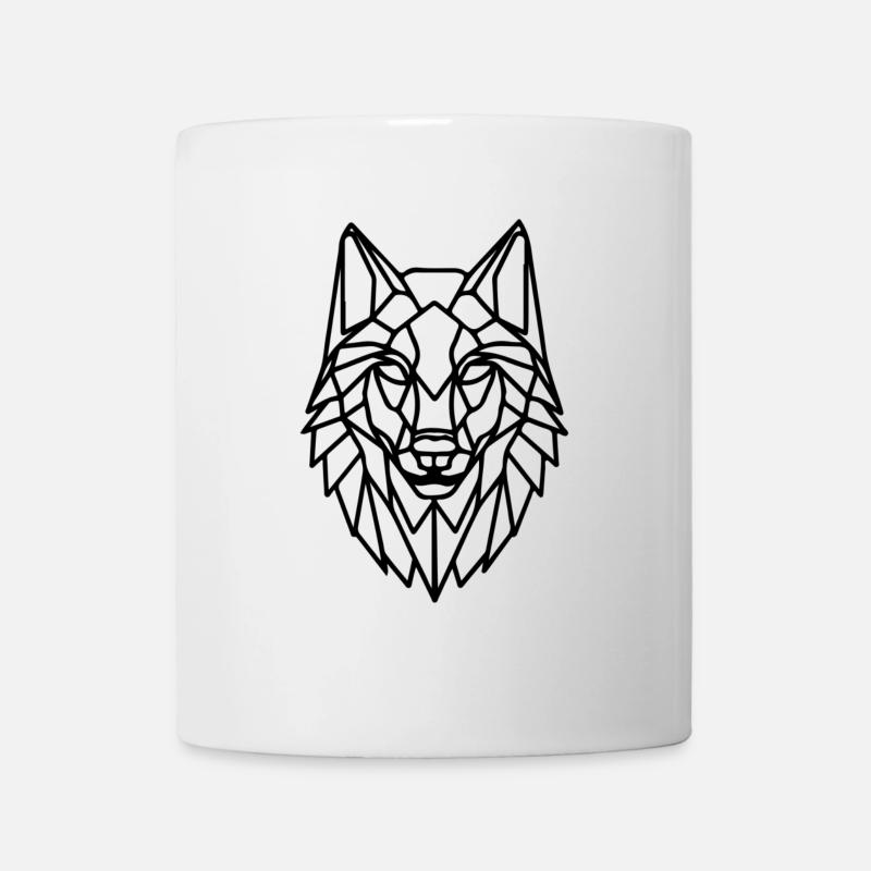 geometrischer Wolf - Tasse - Weiß