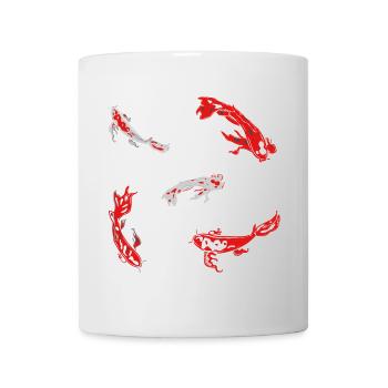 karpfen rot fische kois japan muster abstrakt art - Tasse - Weiß - Vorne