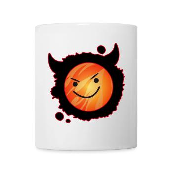 cute devil in flames and glowing face - Mug - white - Front