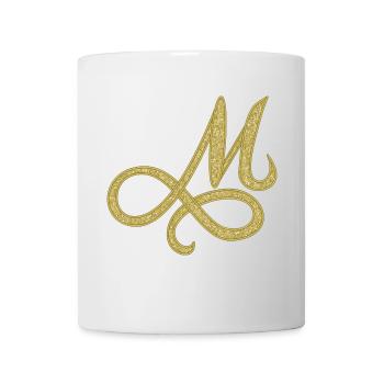 M - gold, letter, alphabet, monogram - Tasse - Weiß - Vorne