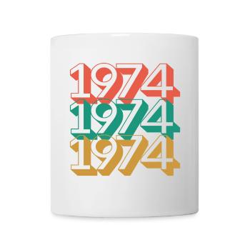 Motif rétro de blocs de couleurs 1974 - Mug blanc - blanc - Devant